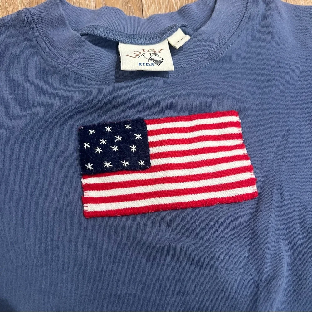 Kids Embroidered American Flag T-Shirt - Picture 3 of 6